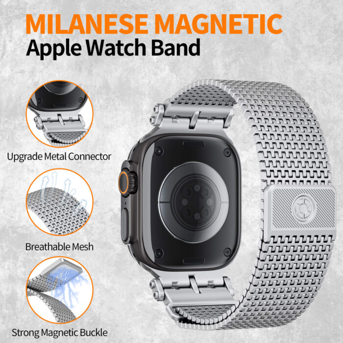 BXUXOHS Stainless Steel Milanese Loop Compatible with Apple Watch Bands - Image 4