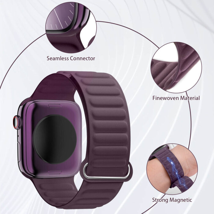 BXUXOHS Magnetic BraidedSolo Loop compatiblewith Apple Watch - Image 2