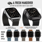 BXUXOHS Metal Case for Apple Watch Cover,Rugged Protective Bumper +Metal Crown +PC Back Cover,Military-Grade Armor Shield Shockproof Protector Case for iWatch 44/45/46/49 mm (Black) - Image 5