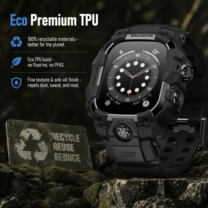 Rugged Case with Band for Apple Watch Ultra 2 3/Ultra 4 49mm Cover Men,Military-Grade Tactical Durable Case,Shockproof Metal Bumper,Mudproof Waterproof TPU Band Cover for iWatch Ultra 49,Gold - Image 9